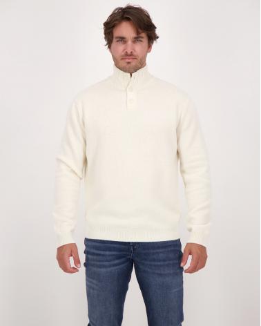 PULL D FIESOLICOL MONTANT BOUTONS 0070 IVOIRE  BLEND CASHMERE