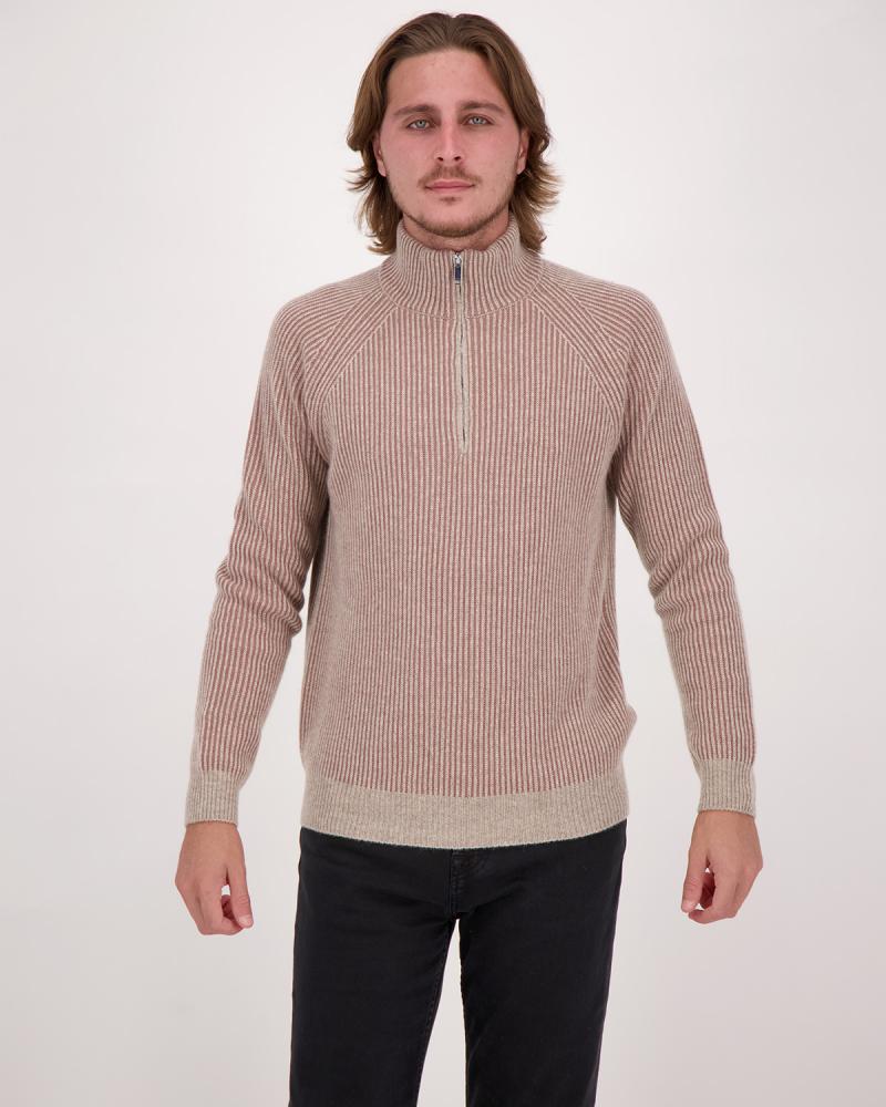 PULL ZIP ZANONE POUR SLOWEAR BEIGE CASHMERE 