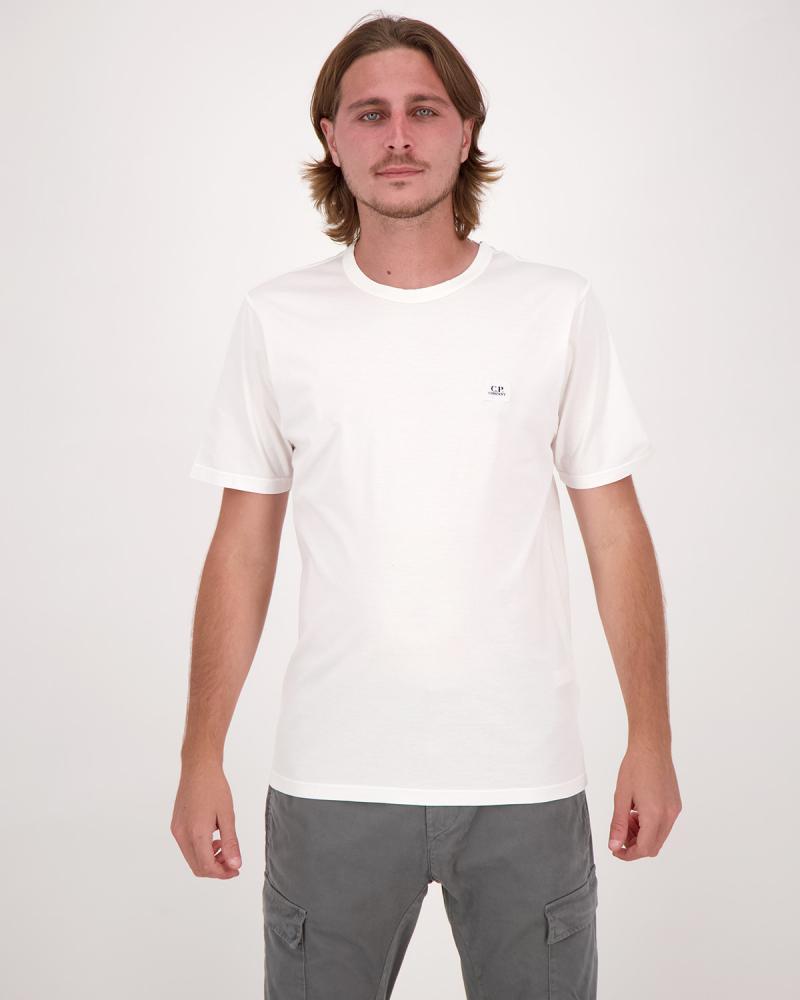 TEE SHIRT CP.COMPANY MERCERISE PATCH LOGO S132 103 BLANC