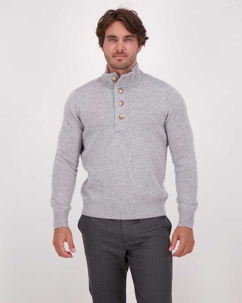 PULL GRAN SASSO  COL MONTANT POLO  GRIS CLAIR