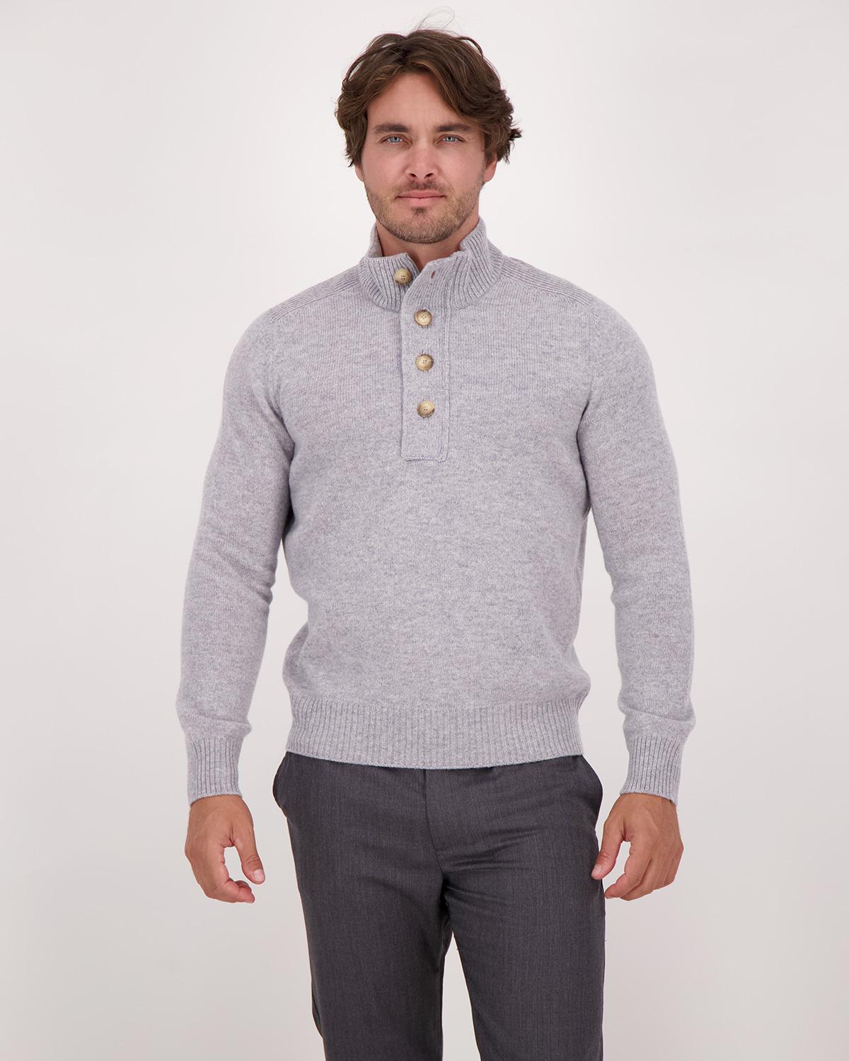 PULL GRAN SASSO  COL MONTANT POLO  GRIS CLAIR