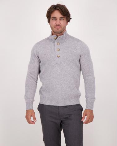 PULL GRAN SASSO  COL MONTANT POLO  GRIS CLAIR