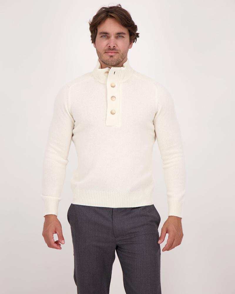 PULL GRAN SASSO  COL MONTANT POLO ZIP  BLANC