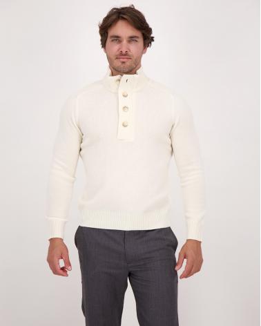 PULL GRAN SASSO  COL MONTANT POLO ZIP  BLANC
