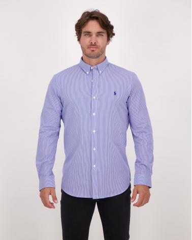 CHEMISE RALPH LAUREN RAYÈE BLEU BLANC 