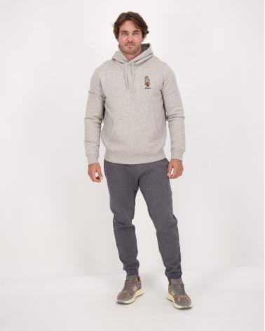 SWEAT RALPH LAUREN CAPUCHE POLO BEAR Gris chiné