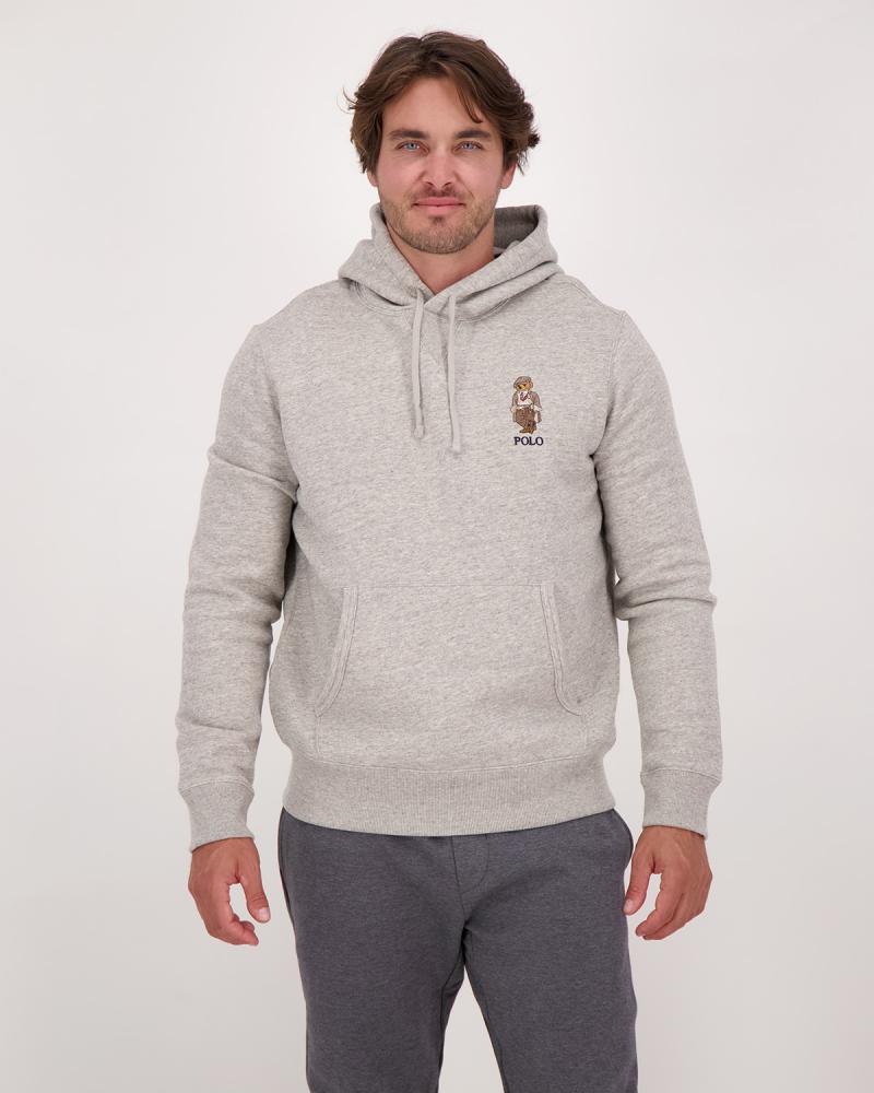 SWEAT RALPH LAUREN CAPUCHE POLO BEAR Gris chiné