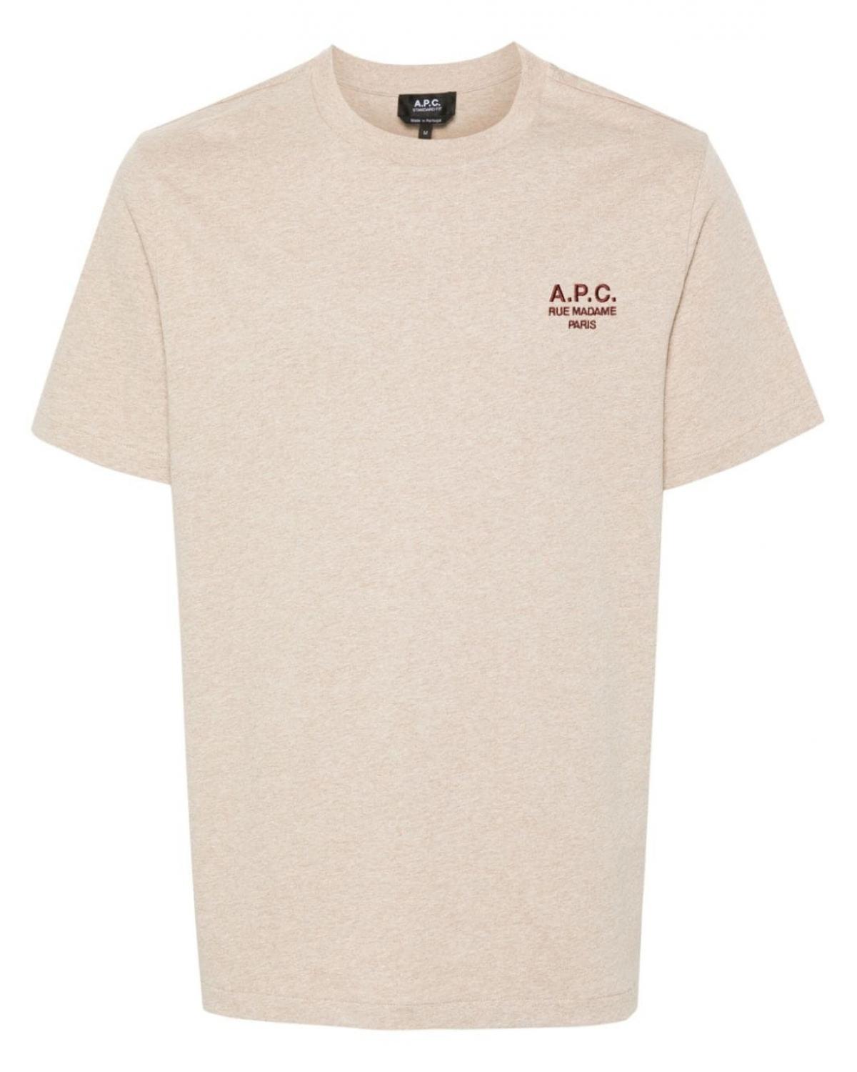 TEE SHIRT A.P.C.BOXY  PETIT PVC ECRU CHINE ROUGE