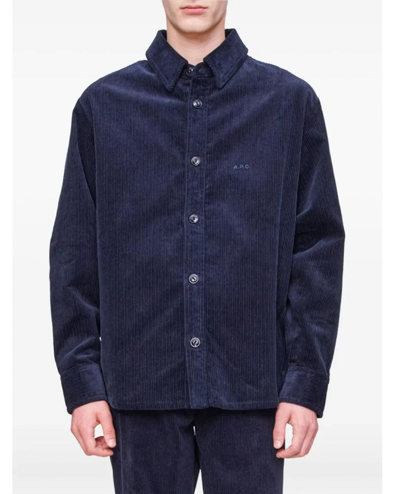 SURCHEMISE A.P.C VELOURS CÔTELÈ Marine