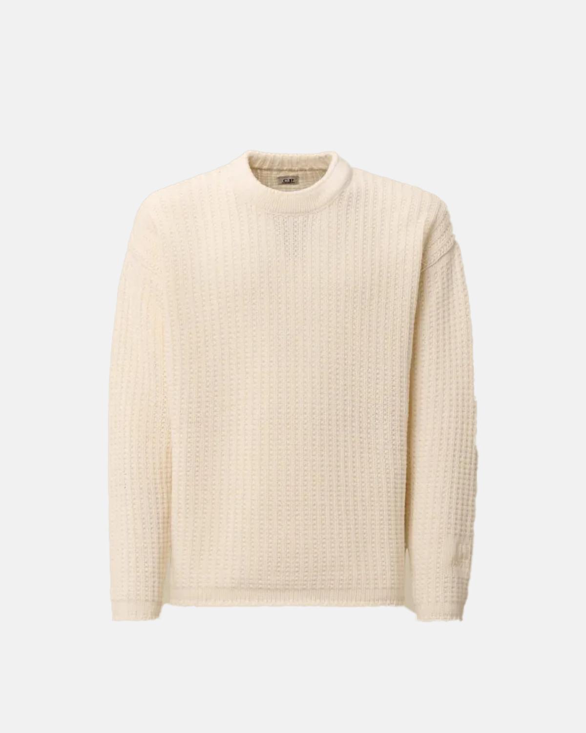 MAILLE C.P COMPANY COL ROND CHRENILLE 19CMKN023A 103 BLANC