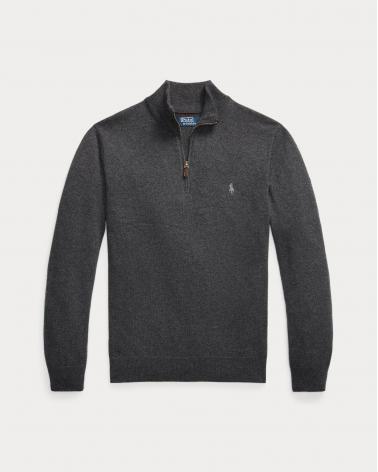 PULL DEMI ZIP LAINE  GRIS