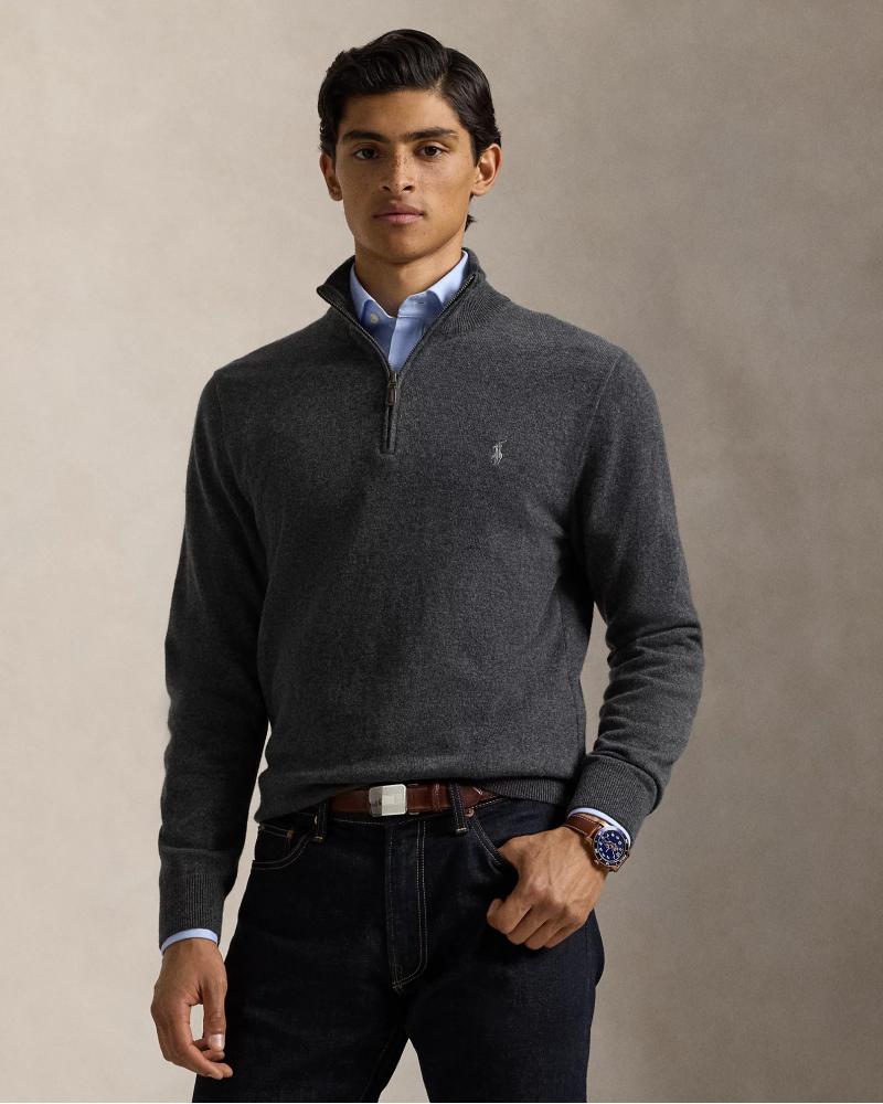 PULL DEMI ZIP LAINE  GRIS
