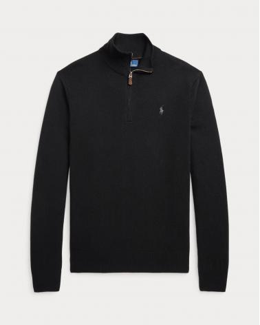 PULL DEMI ZIP LAINE NOIR