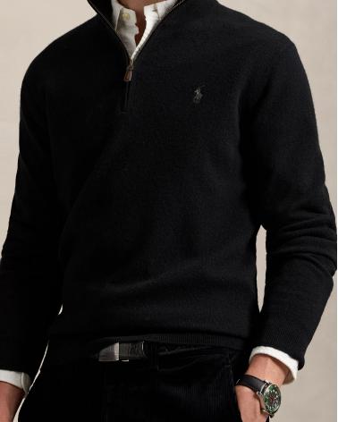 PULL DEMI ZIP LAINE NOIR