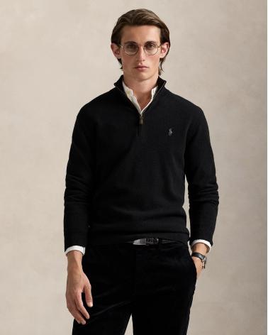 PULL DEMI ZIP LAINE NOIR