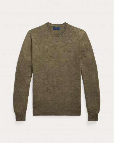 PULL COLROND RALPH LAUREN  KAKI 100% LAINE