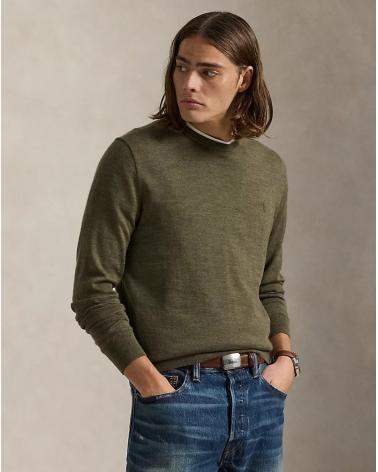 PULL COLROND RALPH LAUREN  KAKI 100% LAINE