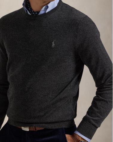 PULL COLROND RALPH LAUREN  GRIS 100% LAINE 