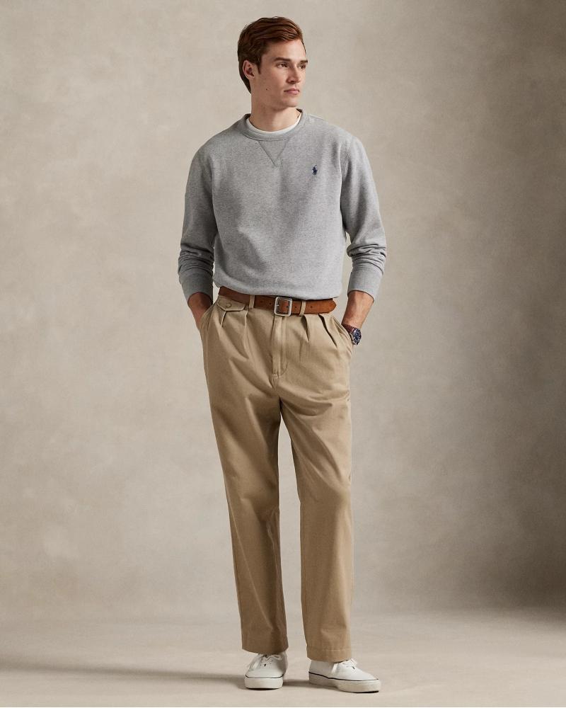 SWEAT COL ROND RALPH LAUREN MOLLETON GRIS