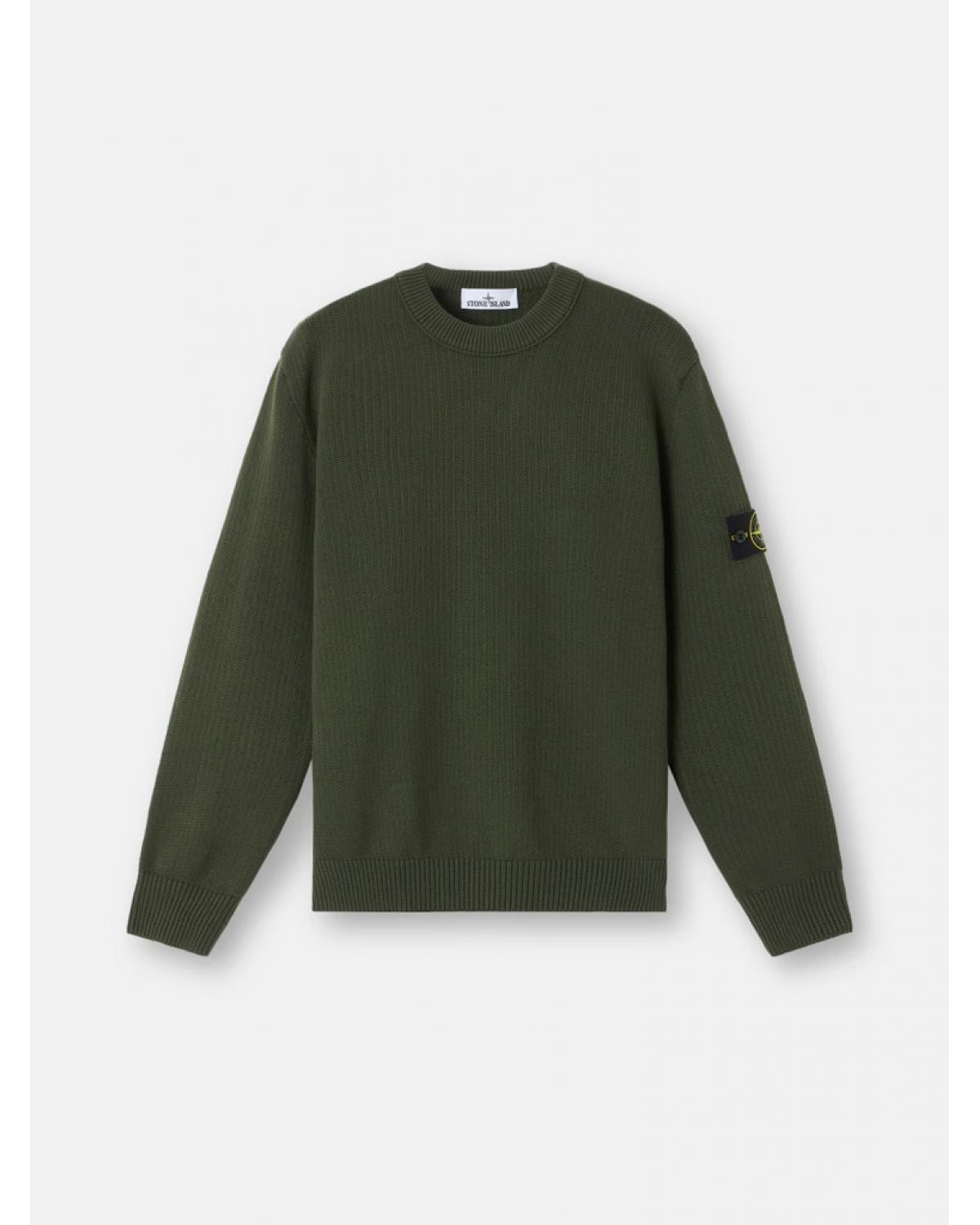 PULL COL ROND STONE ISLAND 5100049 0054 VERT MILITAIRE