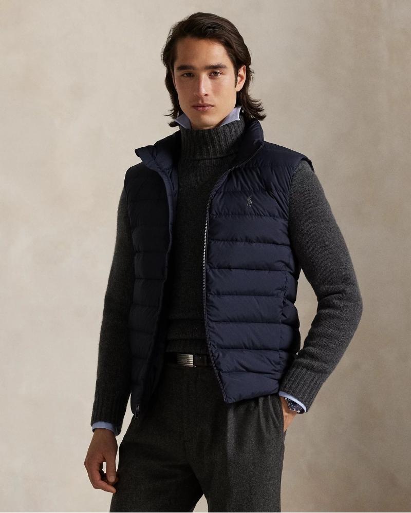 GILET RALPH LAUREN EN DUVET RANGEABLE MARINE