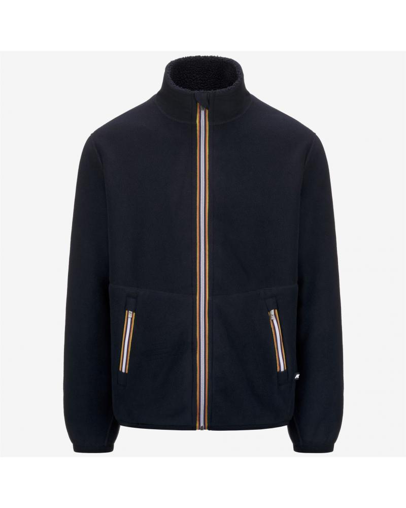 GILET ZIPPE SWEAT K-WAY PASCAL SHERPA POLAR DOUBLE BLUE DEPTH  BLUE MARINE