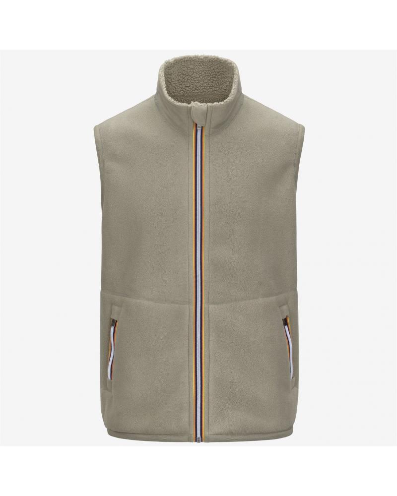 YANNICK K-WAY SHERPA POLAR REVERSIBLE GREEN OAK BEIGE