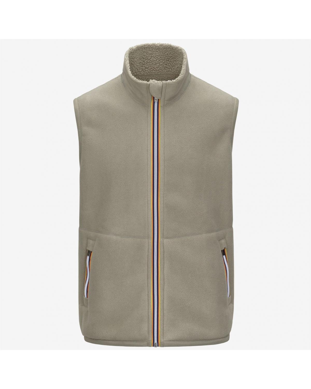 YANNICK K-WAY SHERPA POLAR REVERSIBLE GREEN OAK BEIGE