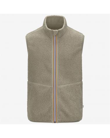 YANNICK K-WAY SHERPA POLAR REVERSIBLE GREEN OAK BEIGE