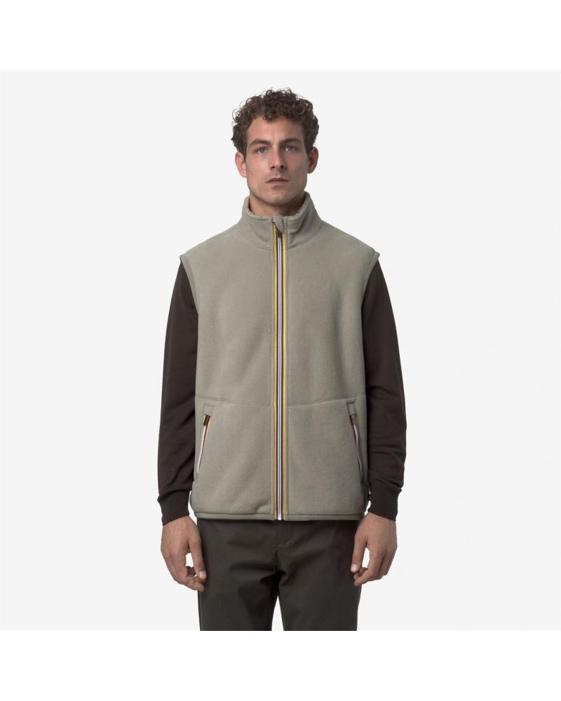 YANNICK K-WAY SHERPA POLAR REVERSIBLE GREEN OAK BEIGE
