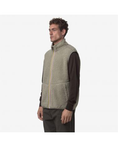 YANNICK K-WAY SHERPA POLAR REVERSIBLE GREEN OAK BEIGE