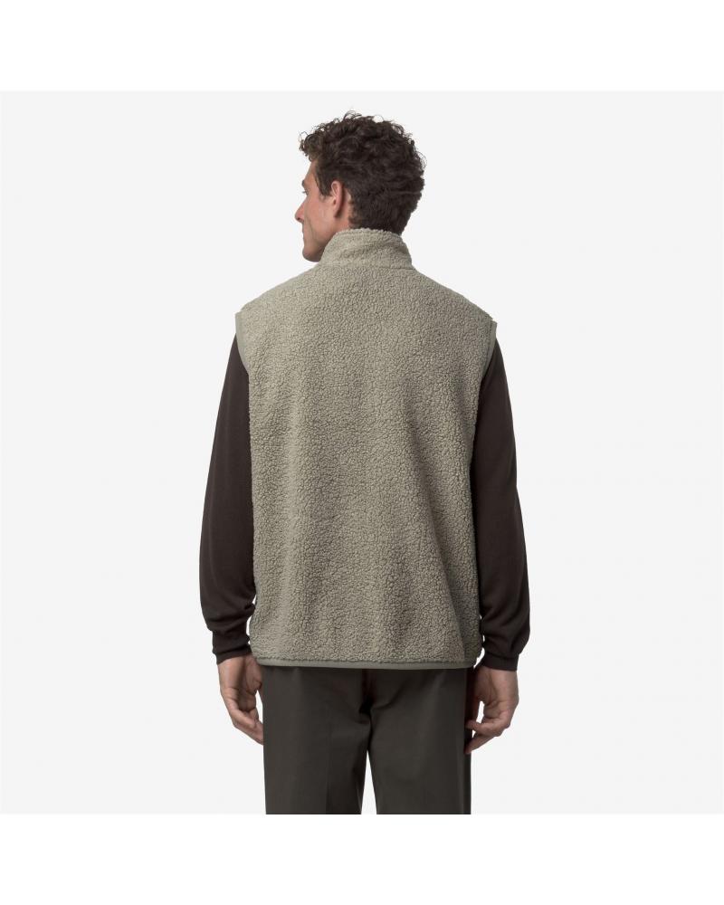 YANNICK K-WAY SHERPA POLAR REVERSIBLE GREEN OAK BEIGE