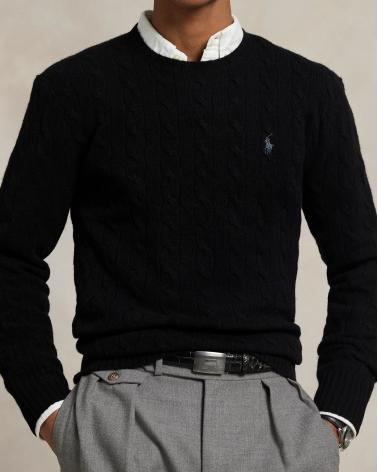 PULL COL ROND CABLE RALPH LAUREN NOIR
