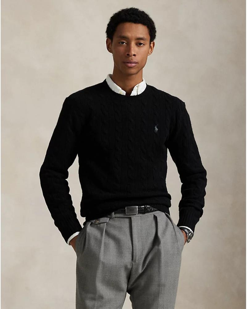 PULL COL ROND CABLE RALPH LAUREN NOIR