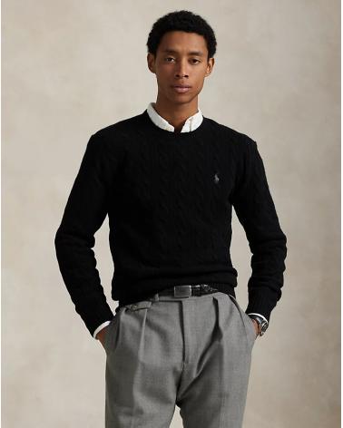 PULL COL ROND CABLE RALPH LAUREN NOIR
