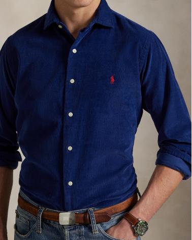 CHEMISE  RALPH VELOURS CÔTELÉ MARINE