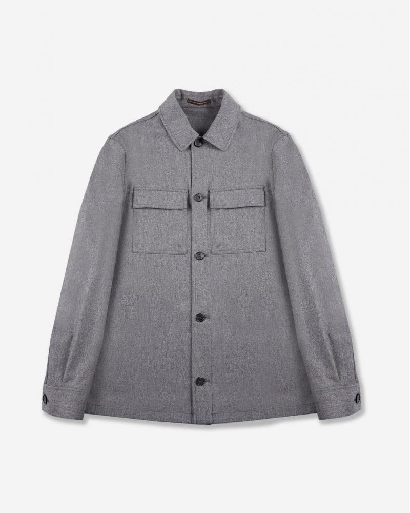 SURCHEMISE SLOWEAR FLANELLE de Laine et Cashmere GRIS