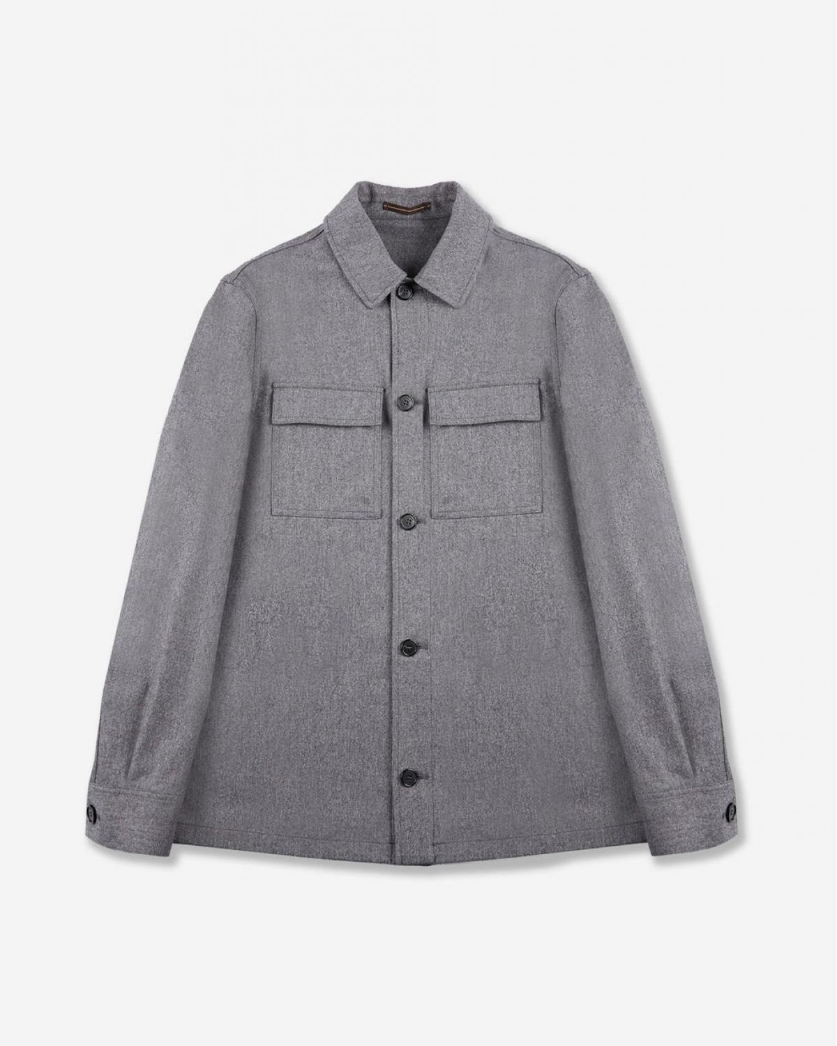 SURCHEMISE SLOWEAR FLANELLE de Laine et Cashmere GRIS