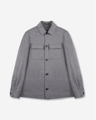 SURCHEMISE SLOWEAR FLANELLE de Laine et Cashmere GRIS