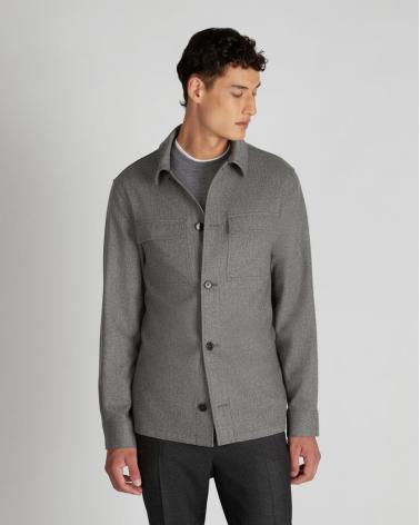 SURCHEMISE SLOWEAR FLANELLE de Laine et Cashmere GRIS