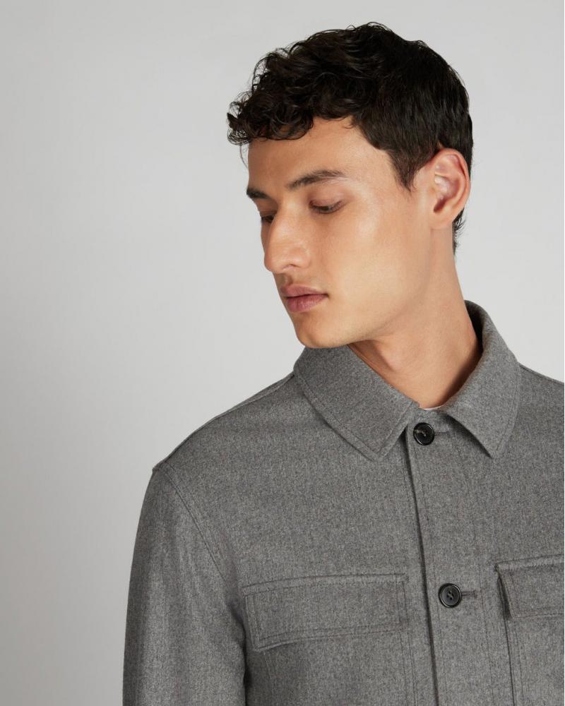 SURCHEMISE SLOWEAR FLANELLE de Laine et Cashmere GRIS