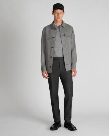 SURCHEMISE SLOWEAR FLANELLE de Laine et Cashmere GRIS