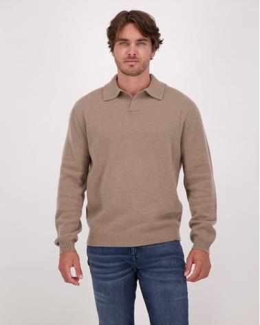 PULL D FIESOLI 0073  POLO COL OUVERT CAMEL BLEND CASHMERE