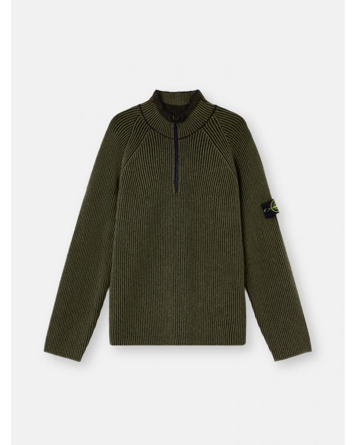 PULL STONE ISLAND  VANISÉ FULL RIB RWS WOOL 5100024 S00L7 0054 VERT MILITAIRE