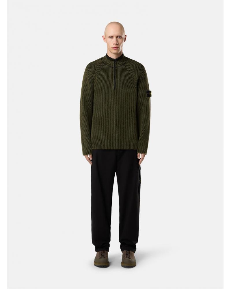 PULL STONE ISLAND  VANISÉ FULL RIB RWS WOOL 5100024 S00L7 0054 VERT MILITAIRE