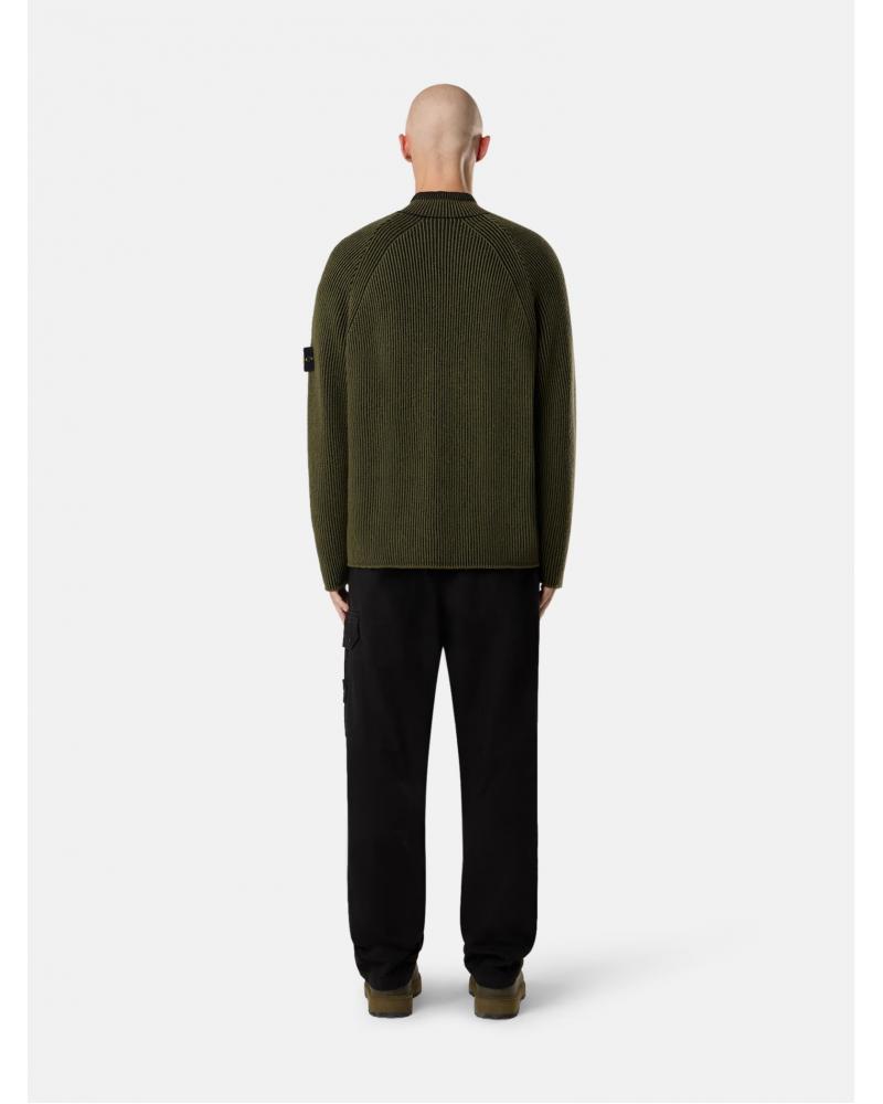 PULL STONE ISLAND  VANISÉ FULL RIB RWS WOOL 5100024 S00L7 0054 VERT MILITAIRE