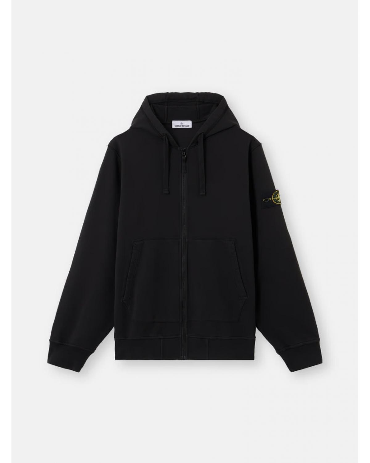 SWEAT H00DIE ZIP STONE ISLAND 6100061 0029 NOIR