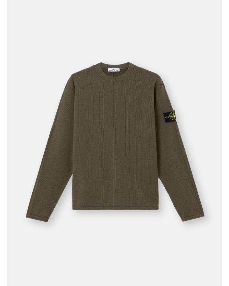SWEAT STONE ISLAND 6100044 0054 VERT MILITAIRE RIBBED WOOL NYLON