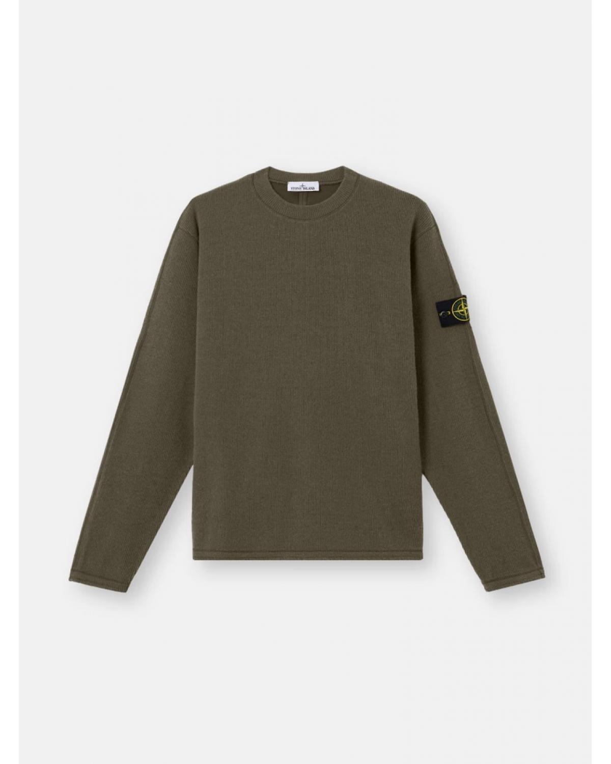 SWEAT STONE ISLAND 6100044 0054 VERT MILITAIRE RIBBED WOOL NYLON