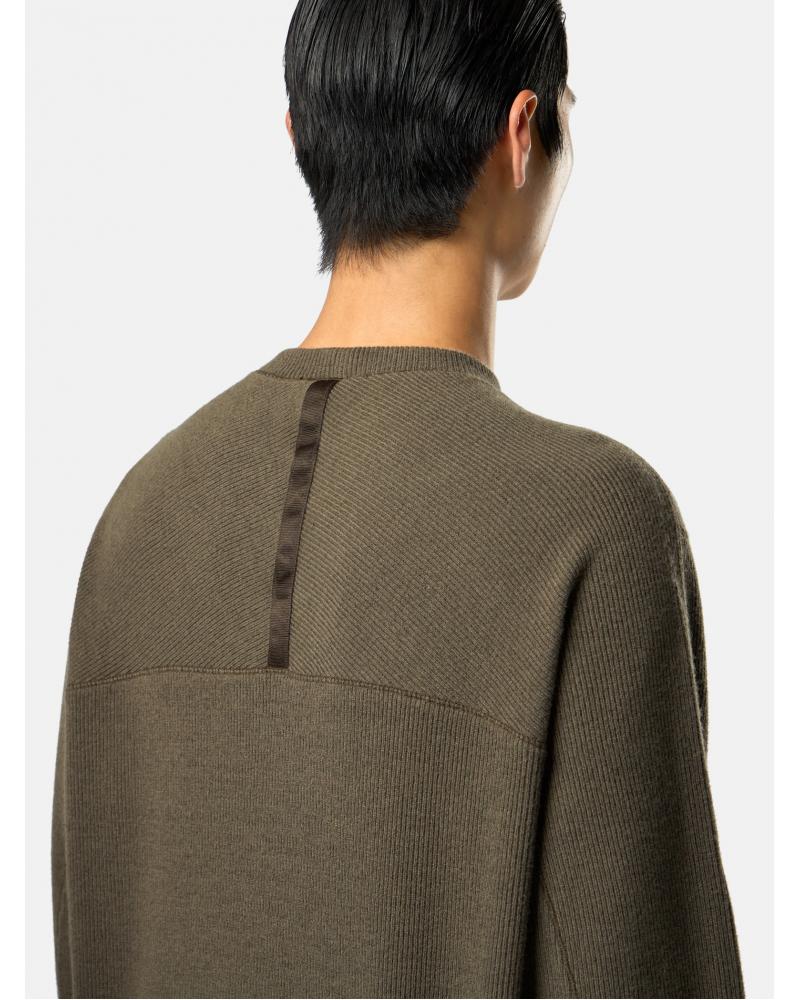SWEAT STONE ISLAND 6100044 0054 VERT MILITAIRE RIBBED WOOL NYLON